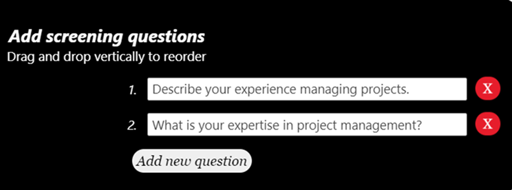 Adding screening questions to an opportunity in the Coca-Cola HBC marketplace