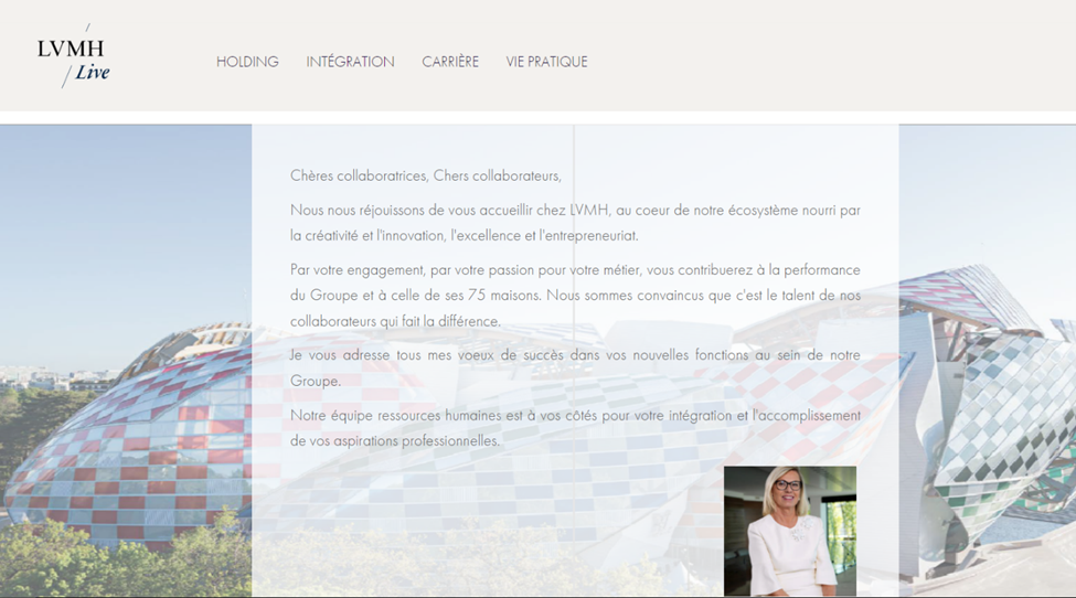 LVMH Live intranet home page